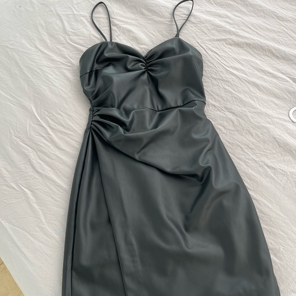 ZARA faux leather mini dress black XS brand new - Picture 6 of 8